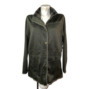 New Eddie Bauer Jacket Dk Thyme Green Zip Snap Radiator Fleece Field Pockets $99